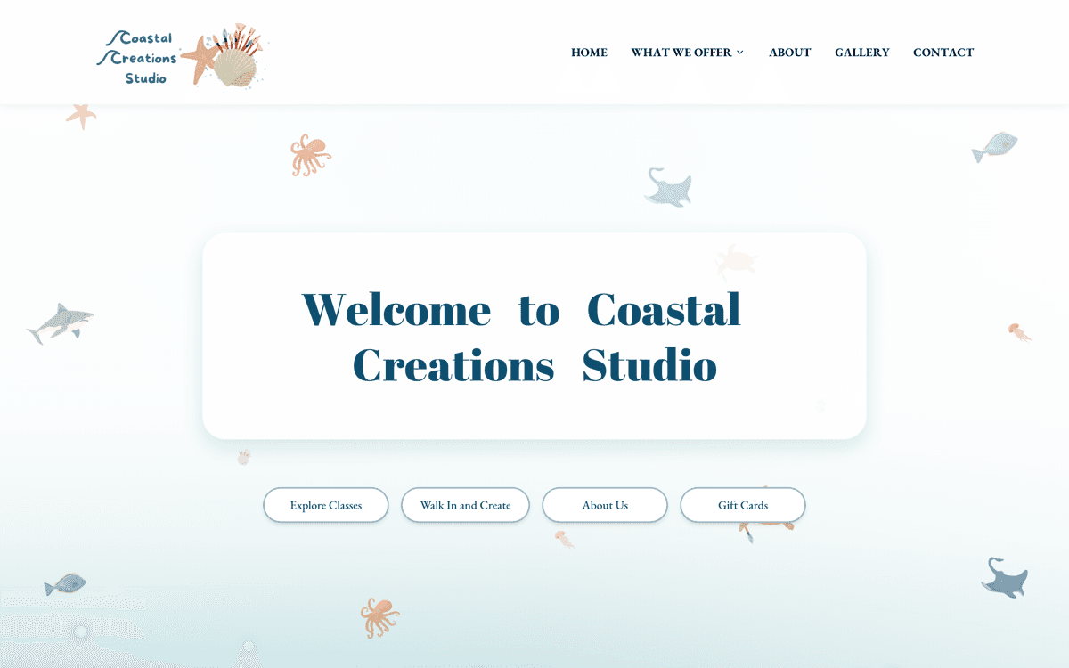 Coastal Creations Studio website interface
